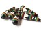 5 35mm Vintage Painted White Black and Red Teardrop Peruvian Clay Beads